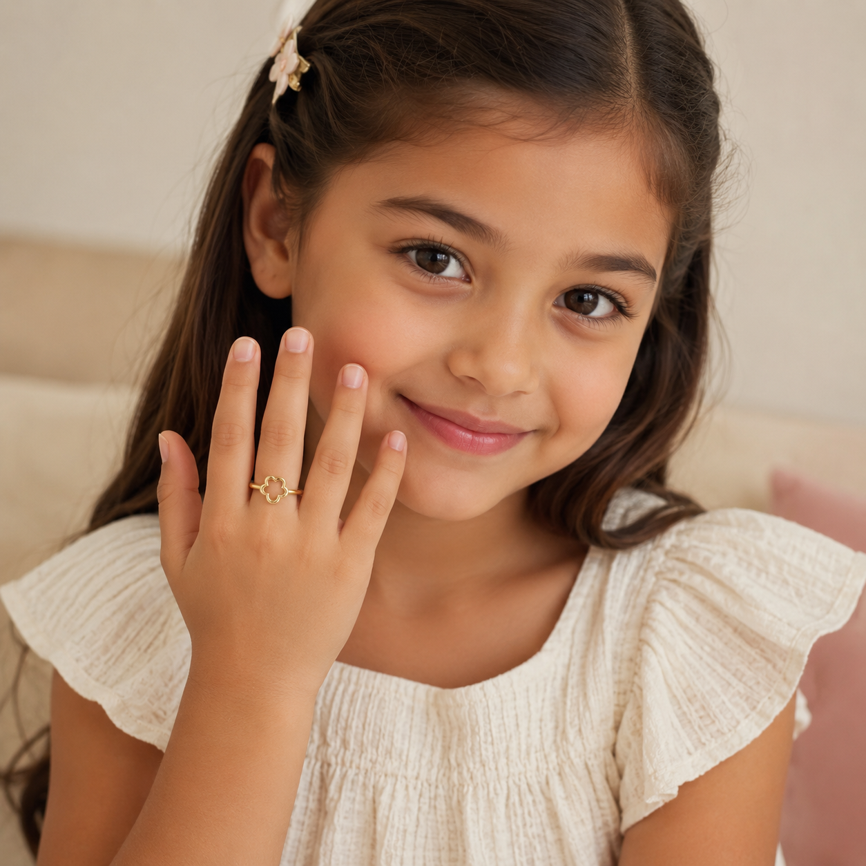 Gold Plated Hollow Flower Design Ring