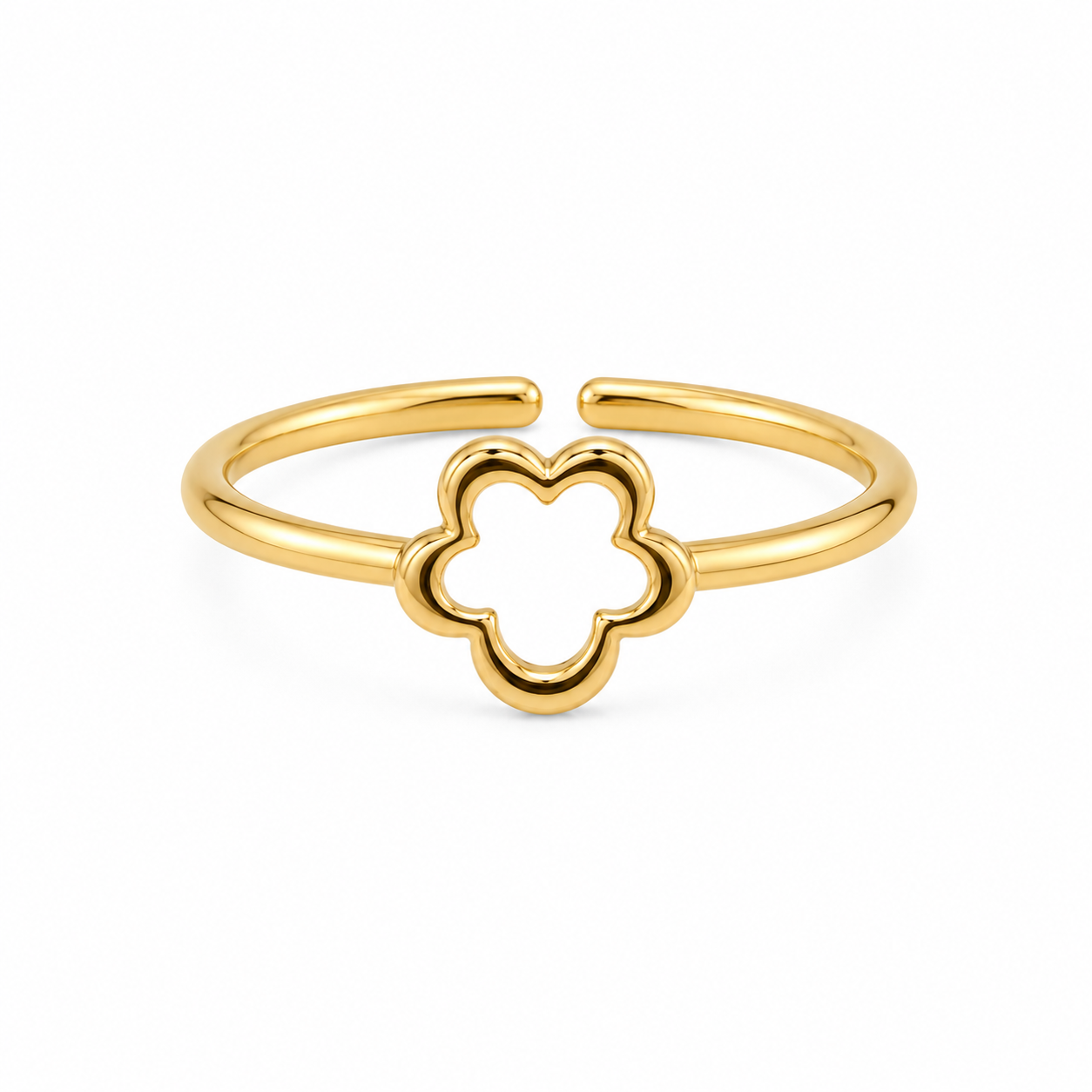 Gold Plated Hollow Flower Design Ring