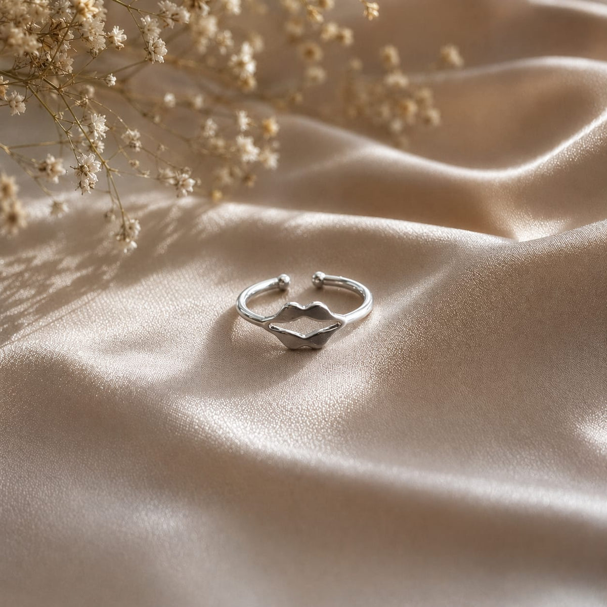 Silver Plated Lip Shape Ring