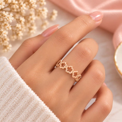 Rose Gold Plated Interlocking Flower Adjustable Ring