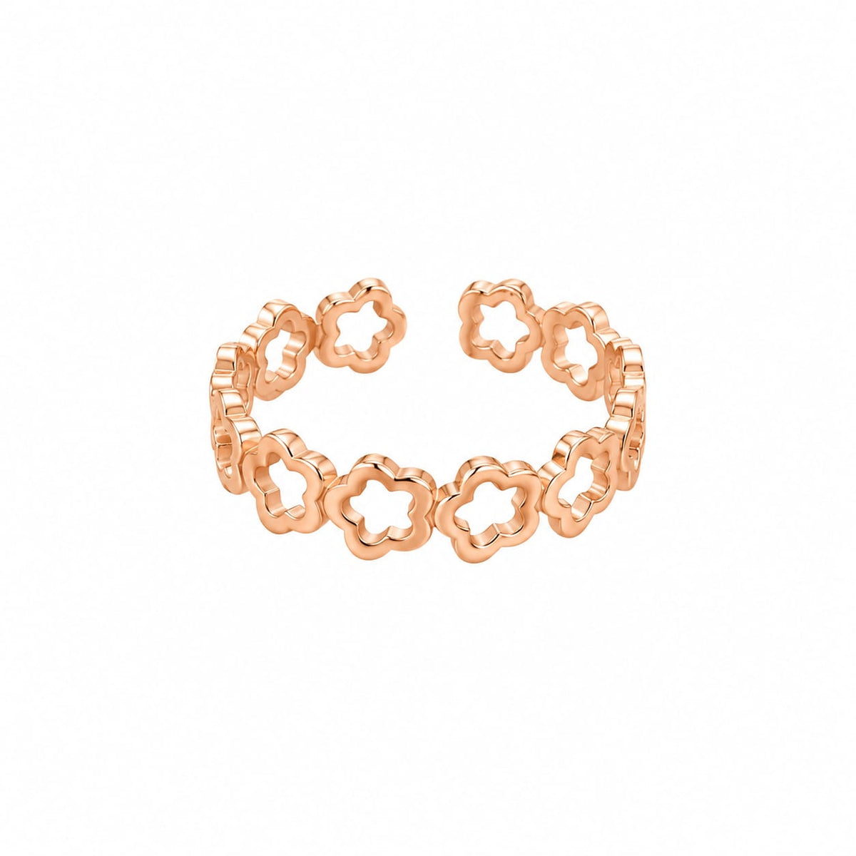 Rose Gold Plated Interlocking Flower Adjustable Ring