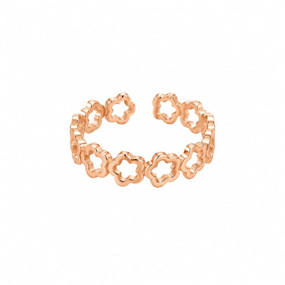 Rose Gold Plated Interlocking Flower Adjustable Ring