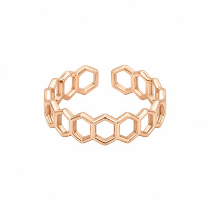 Rose Gold Plated Interlocking Hexagon Adjustable Ring