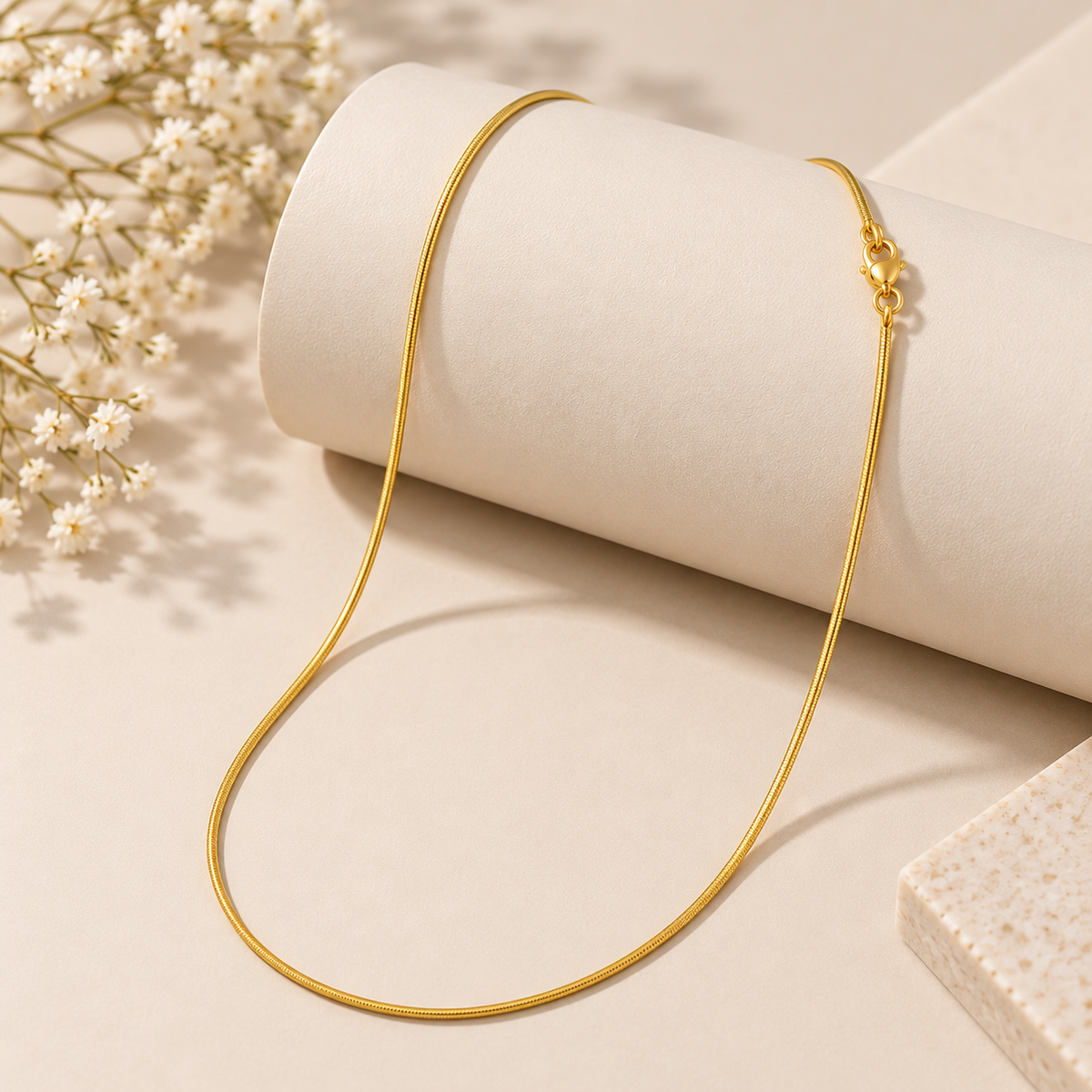 Gold Snake Chain Necklace for Women Girls, Twisted Chain with Lobster Clasp