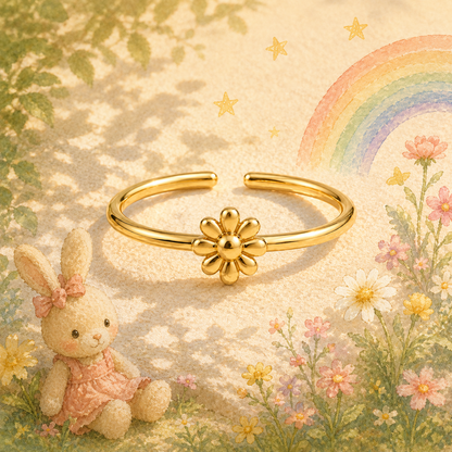 Gold Plated Solid Flower Design Ring