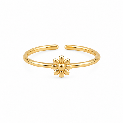 Gold Plated Solid Flower Design Ring