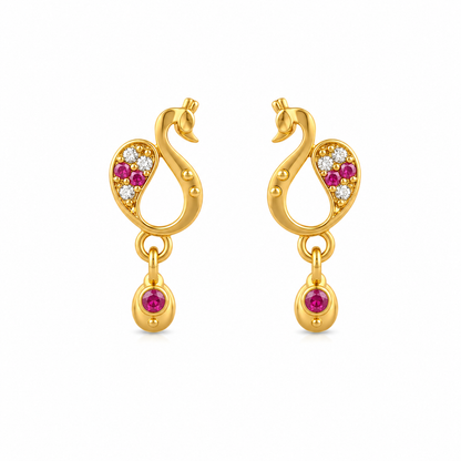 Gold Plated Peacock Design Drop Earring
