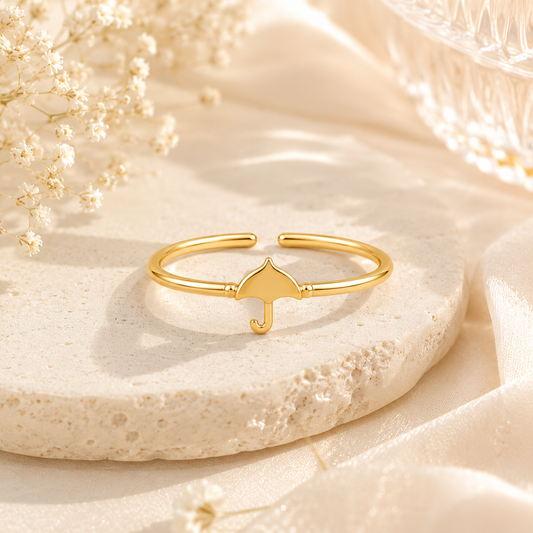 Gold Plated Umbrella Design Ring