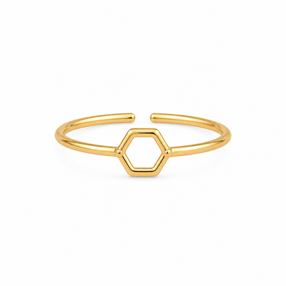 Gold Plated Hexagon Design Ring