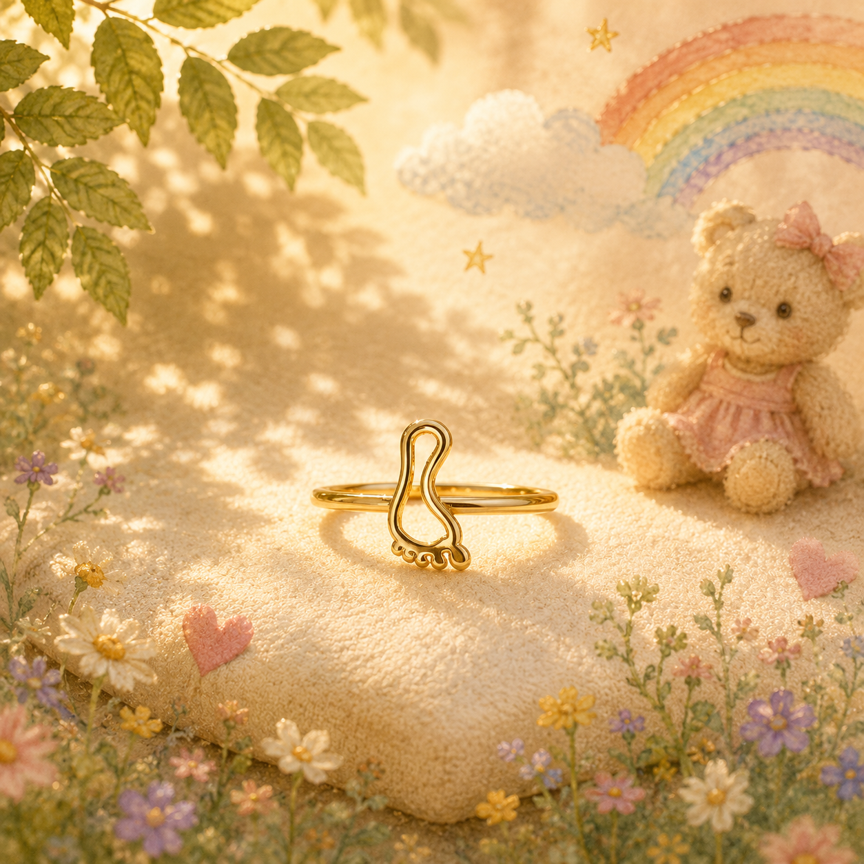 Gold Plated Feet Design Ring