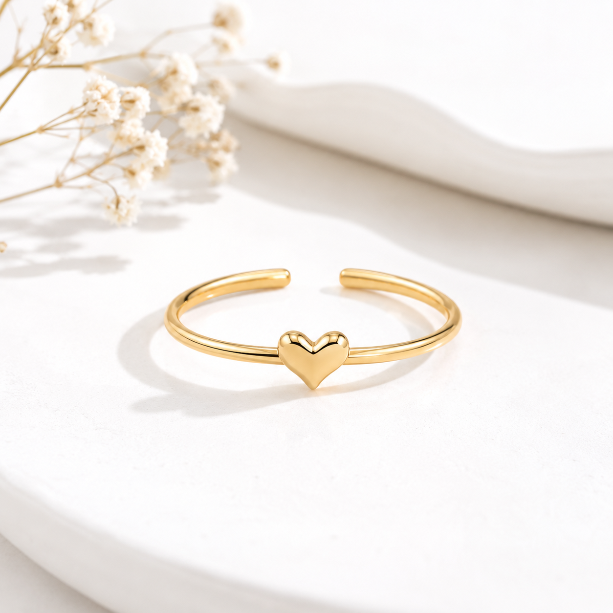 Gold Plated Solid Heart Design Ring