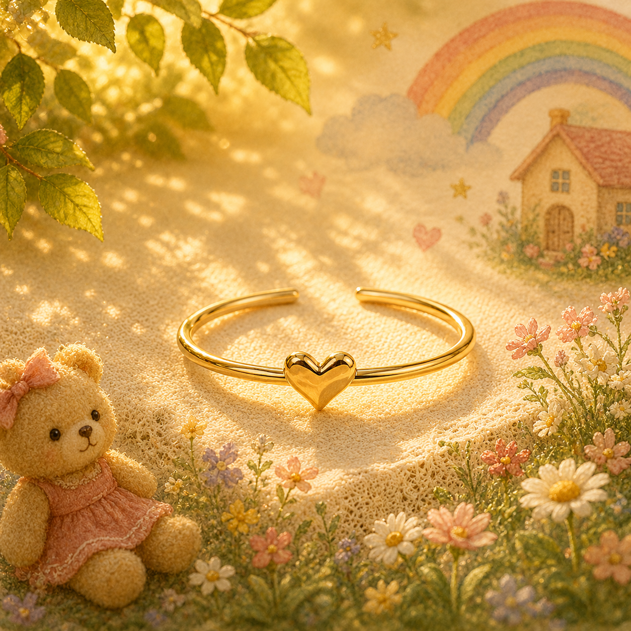 Gold Plated Solid Heart Design Ring
