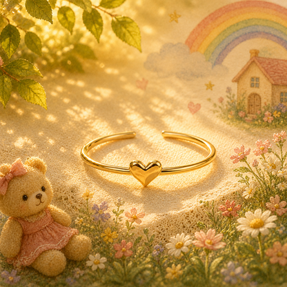 Gold Plated Solid Heart Design Ring