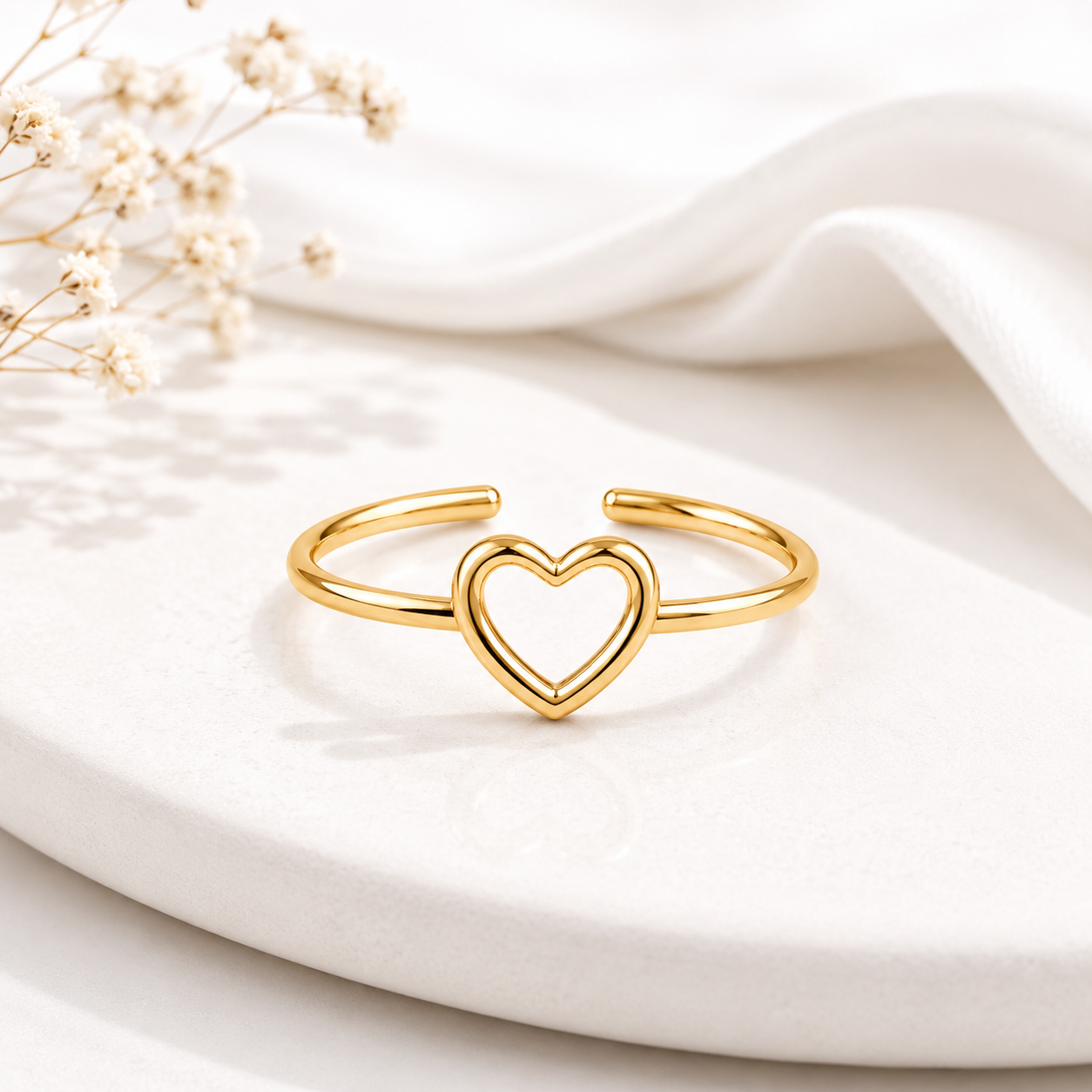 Gold Plated Hollow Heart Design Ring