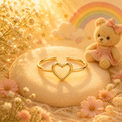 Gold Plated Hollow Heart Design Ring