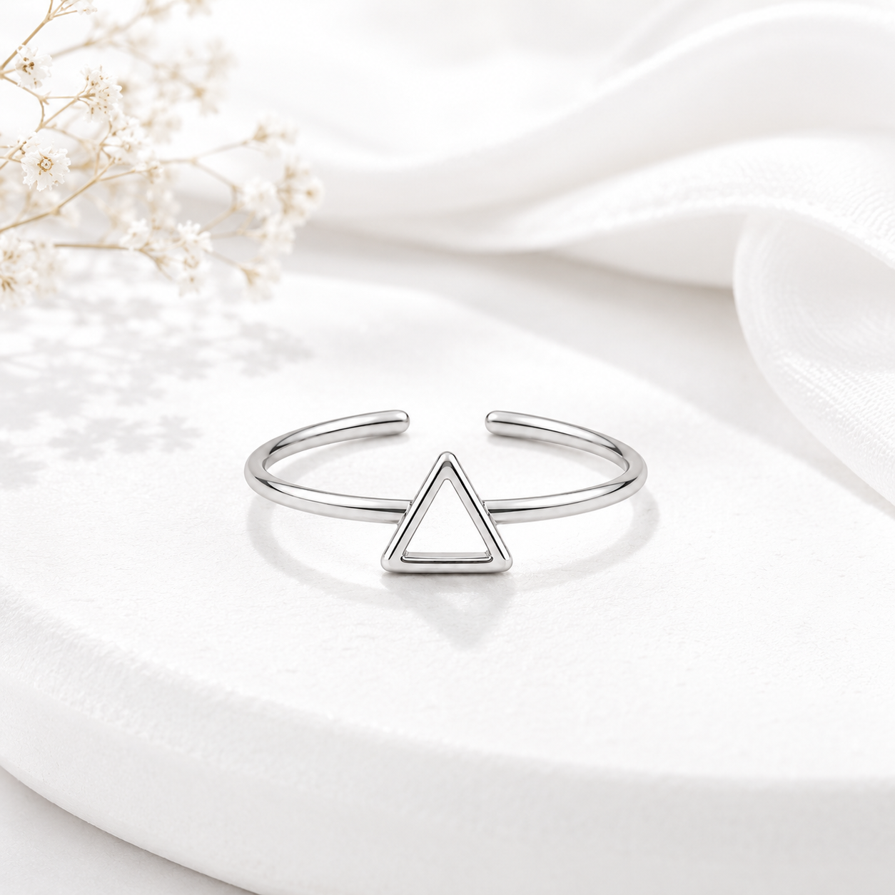 Silver Plated Triangle Heart Design Ring