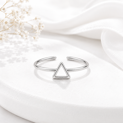 Silver Plated Triangle Heart Design Ring
