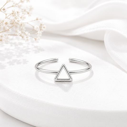 Silver Plated Triangle Heart Design Ring
