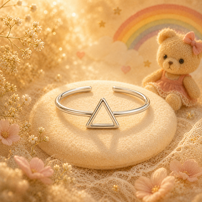 Silver Plated Triangle Heart Design Ring