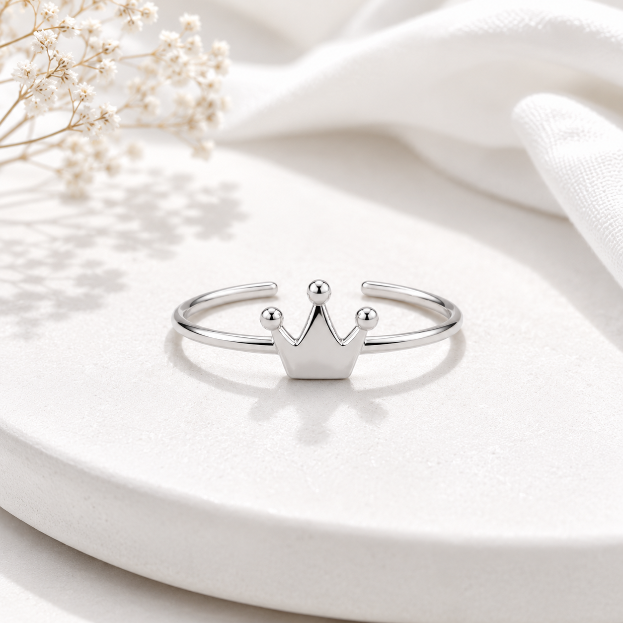 Silver Plated Solid Crown Design Ring
