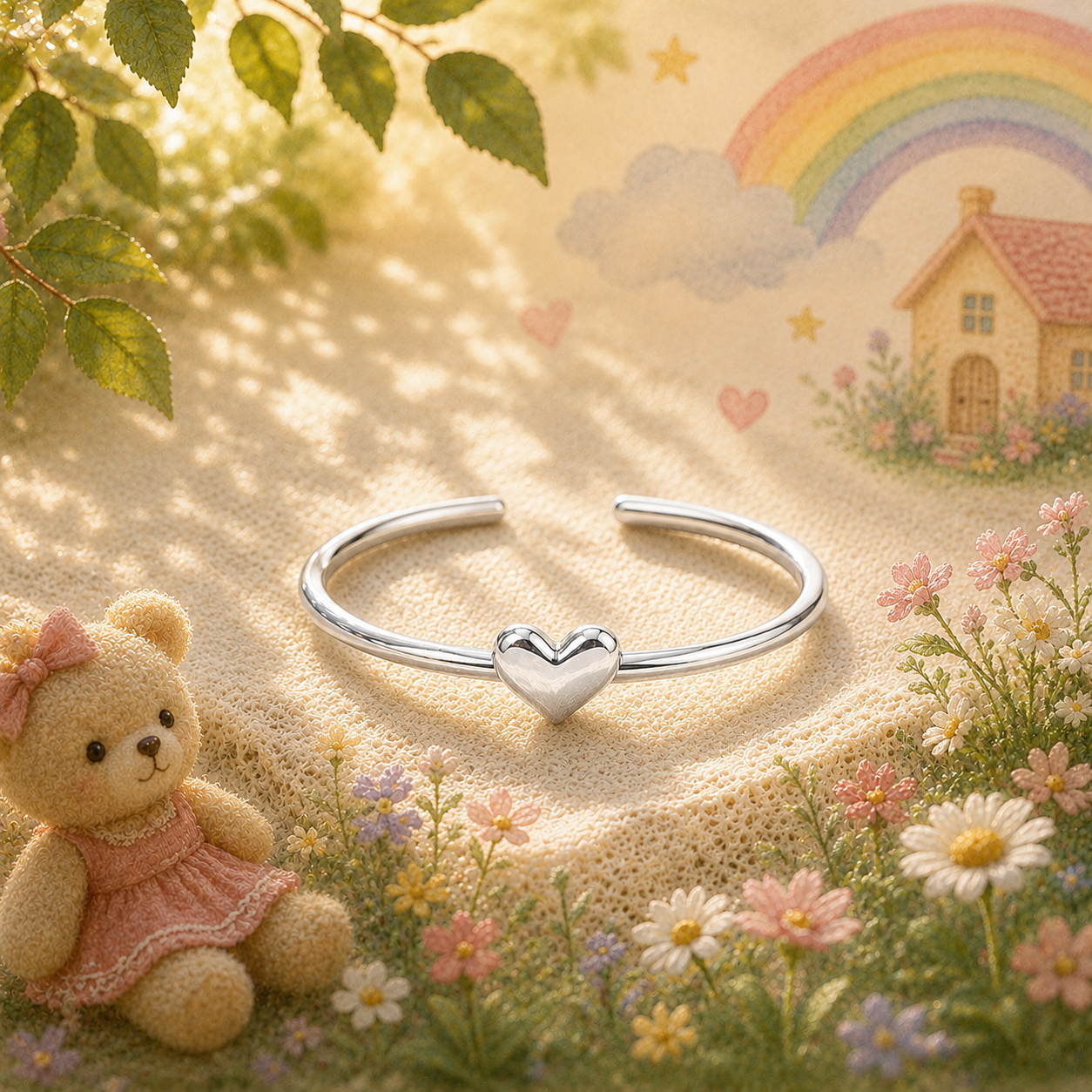 Silver Plated Solid Heart Design Ring