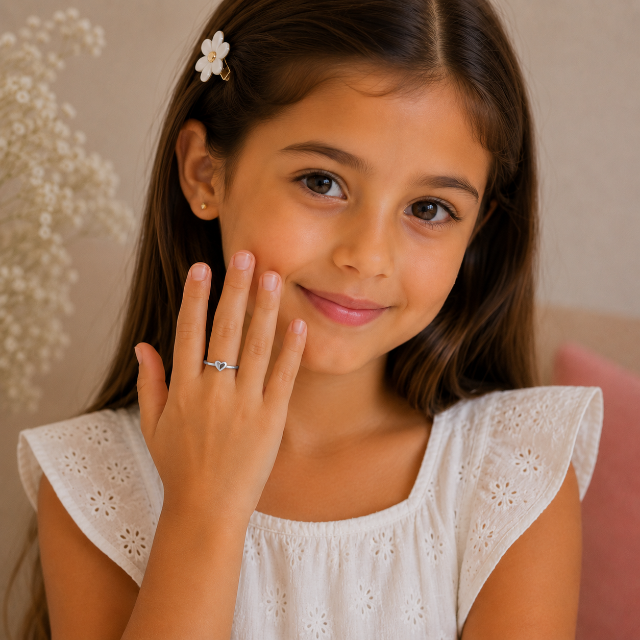 Silver Plated Solid Heart Design Ring
