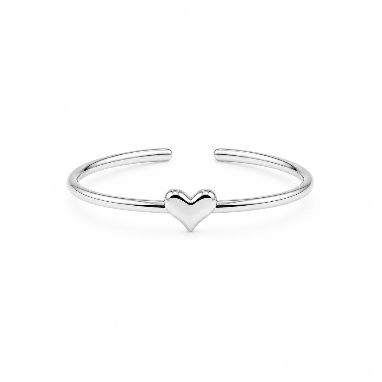 Silver Plated Solid Heart Design Ring