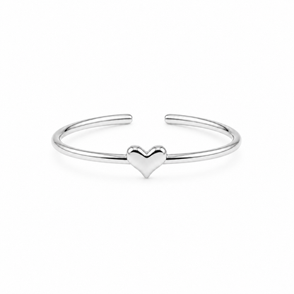 Silver Plated Solid Heart Design Ring