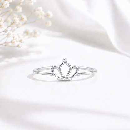 Silver Plated Hollow Crown Design Ring