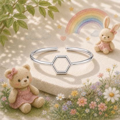 Silver Plated Hexagon Design Ring