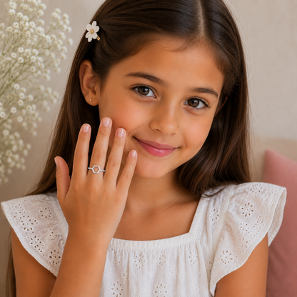 Silver Plated Hexagon Design Ring