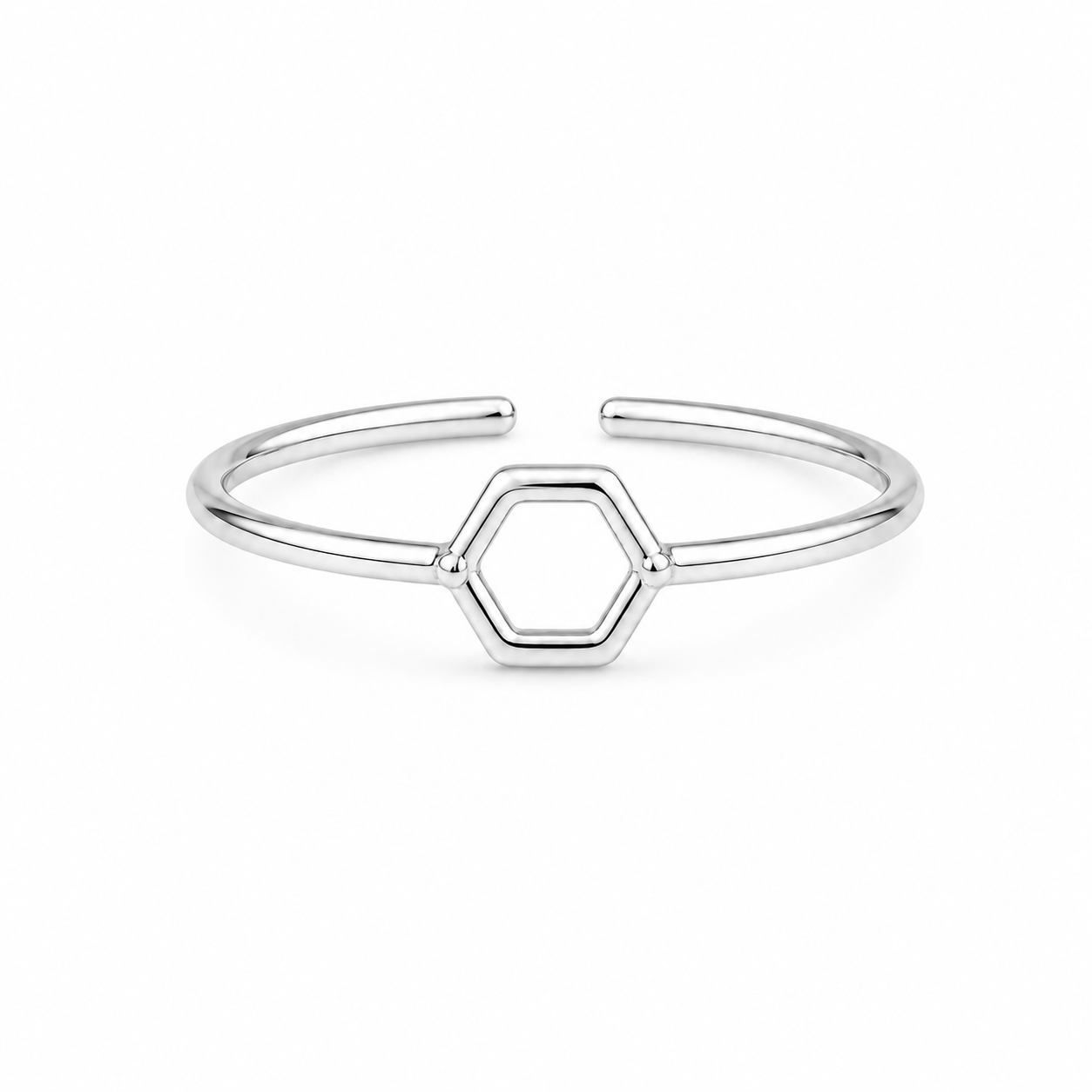 Silver Plated Hexagon Design Ring