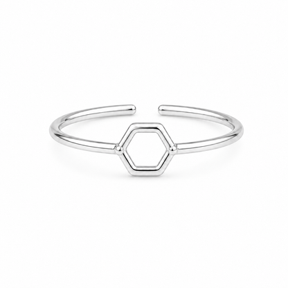 Silver Plated Hexagon Design Ring