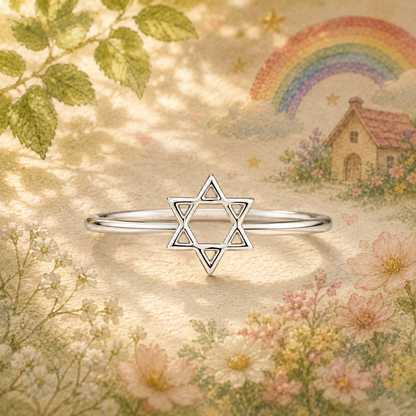 Silver Plated Hollow Star Design Ring