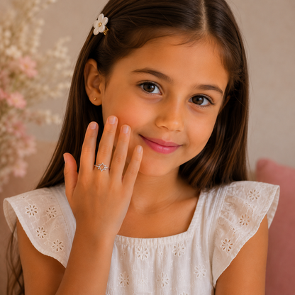 Silver Plated Hollow Star Design Ring