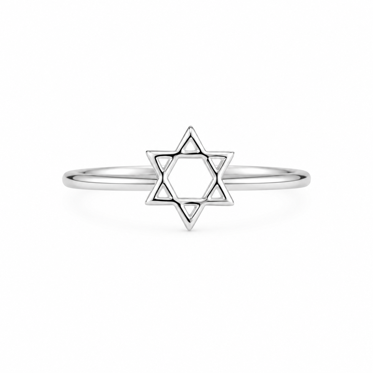 Silver Plated Hollow Star Design Ring