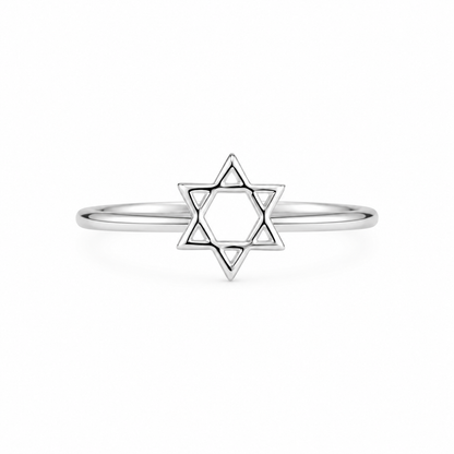 Silver Plated Hollow Star Design Ring