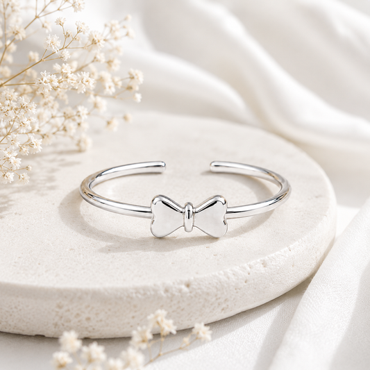 Silver Plated Bow Design Ring