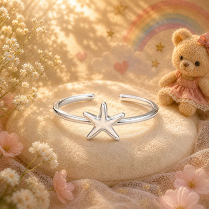Silver Plated Solid Star Design Ring