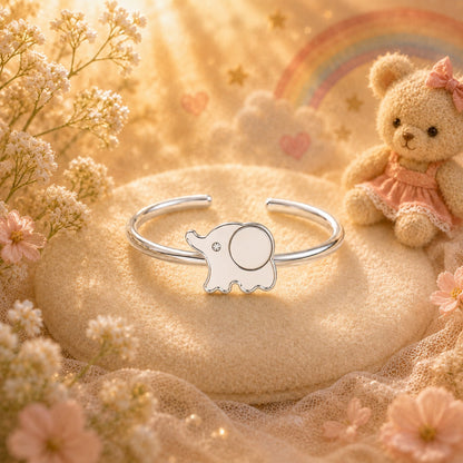 Silver Plated Baby Elephant Design Ring