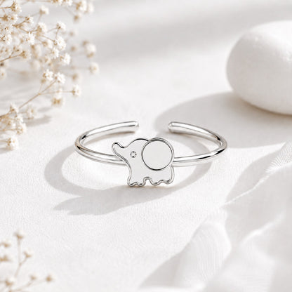 Silver Plated Baby Elephant Design Ring