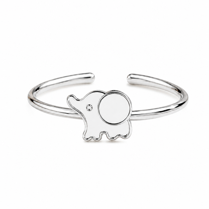 Silver Plated Baby Elephant Design Ring