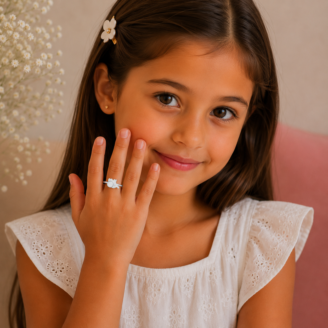 Silver Plated Baby Elephant Design Ring
