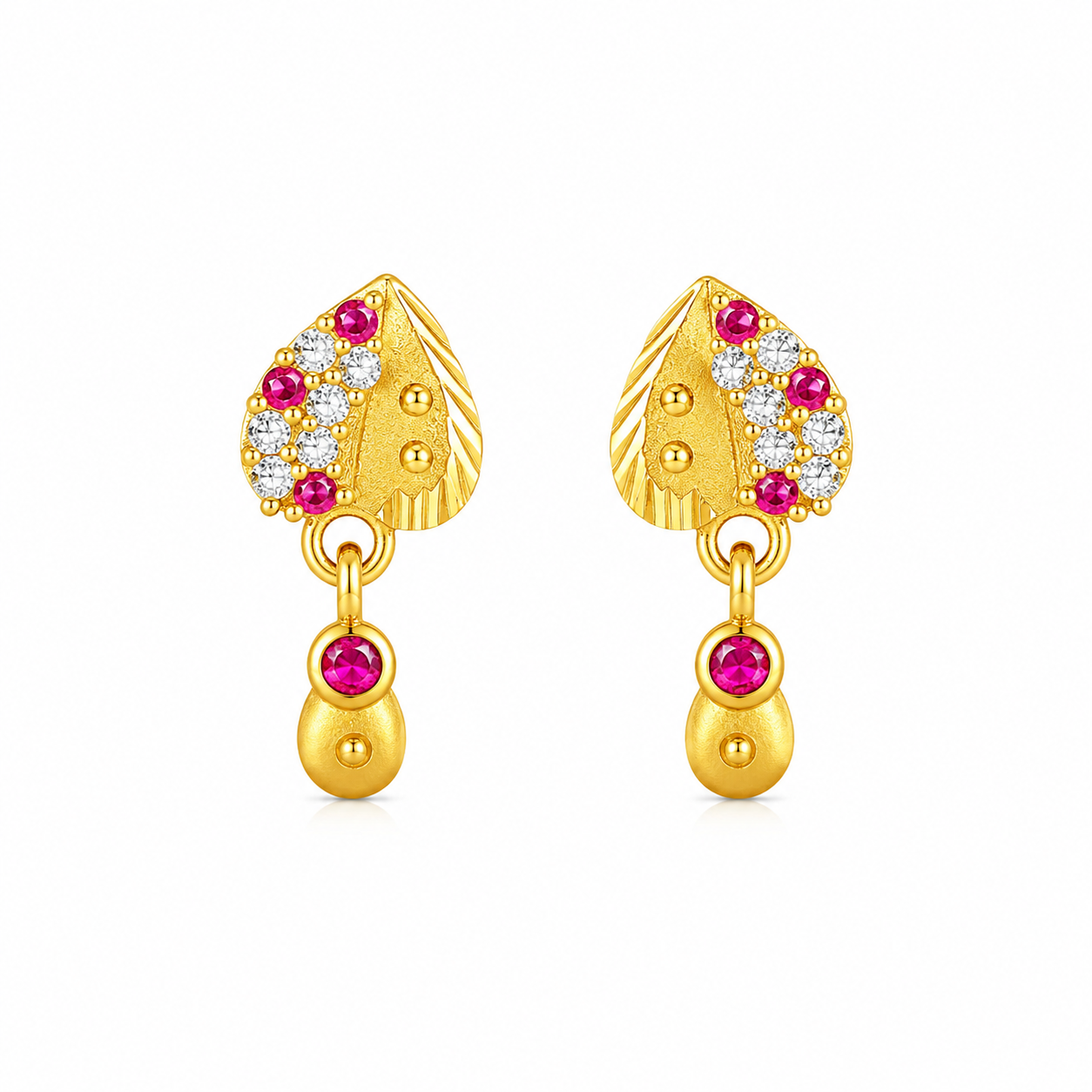 Gold Plated Heart Shape Drop Earring