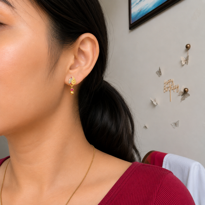 Gold Plated Heart Shape Drop Earring