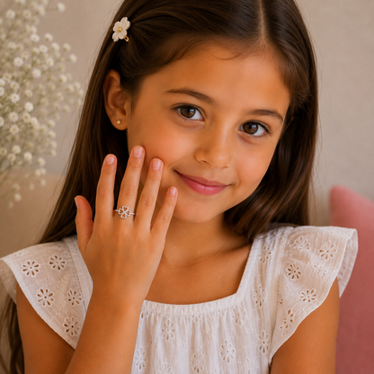 Silver Plated Hollow Flower Design Ring