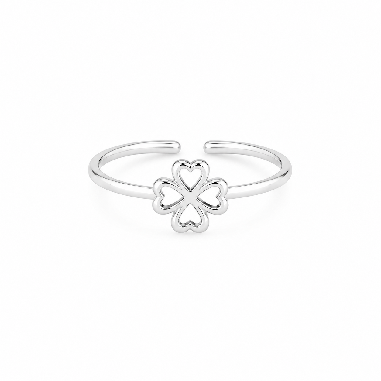 Silver Plated Hollow Flower Design Ring