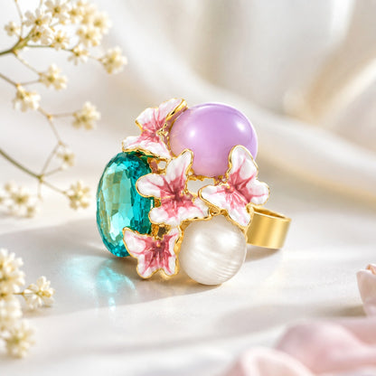 Gold Plated Floral Statement Ring