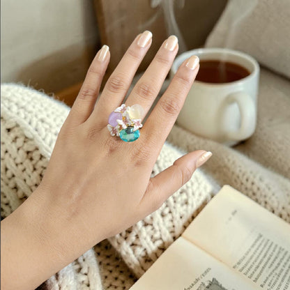 Gold Plated Floral Statement Ring