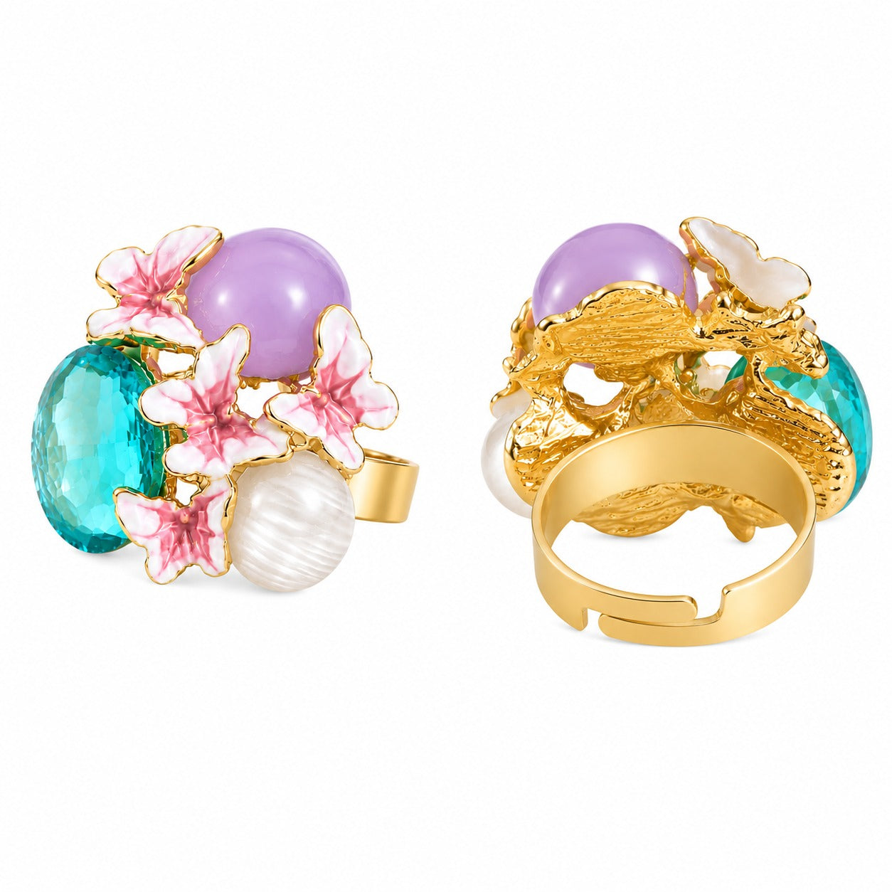 Gold Plated Floral Statement Ring